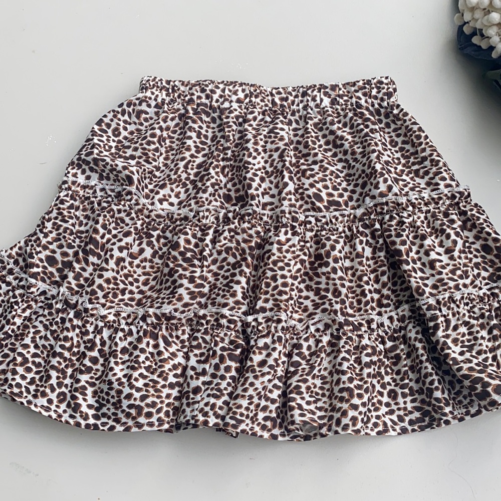 shein cheetah print ruffle skirt